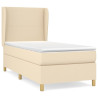 Cama box spring con colchón tela color crema 90x190 cm 2
