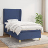 Cama box spring con colchón tela azul 90x190 cm 1