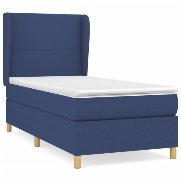 Cama box spring con colchón tela azul 90x190 cm M 2