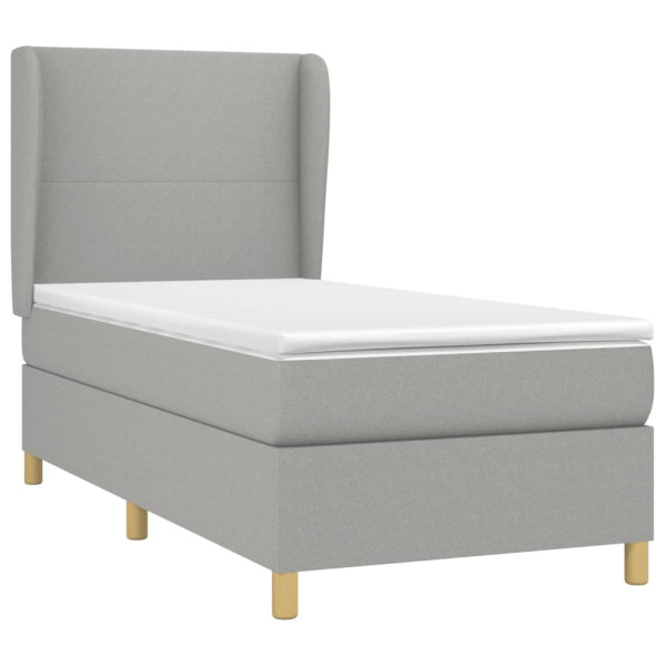 Cama box spring con colchón tela gris claro 90x200 cm M 3