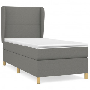 Cama box spring con colchón tela gris oscuro 90x200 cm H