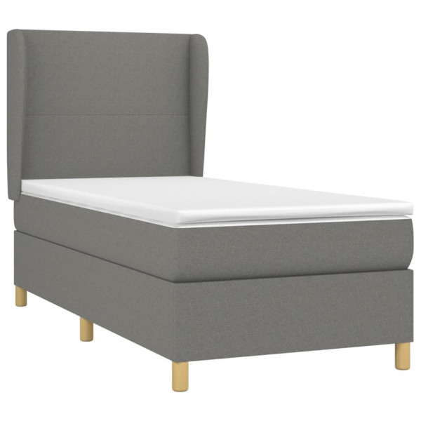 Cama com molas/colchão 90x200 cm tecido cinzento-escuro M 3