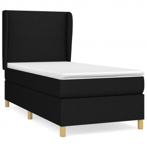 Cama box spring con colchón tela negro 90x200 cm H