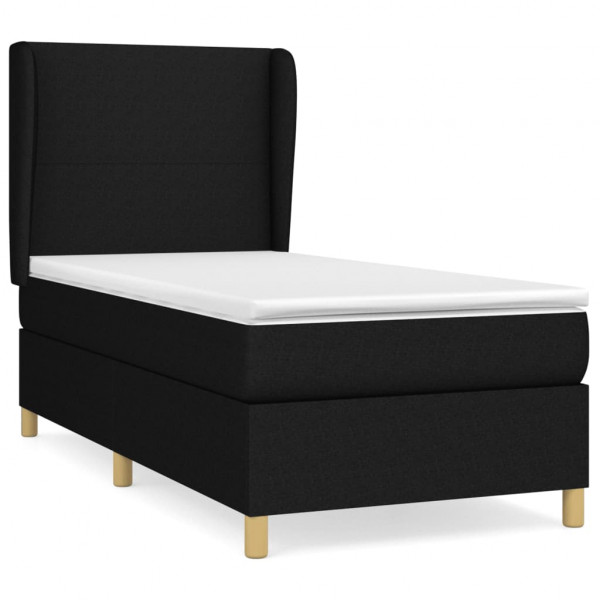 Cama com molas/colchão 90x200 cm tecido preto M 2
