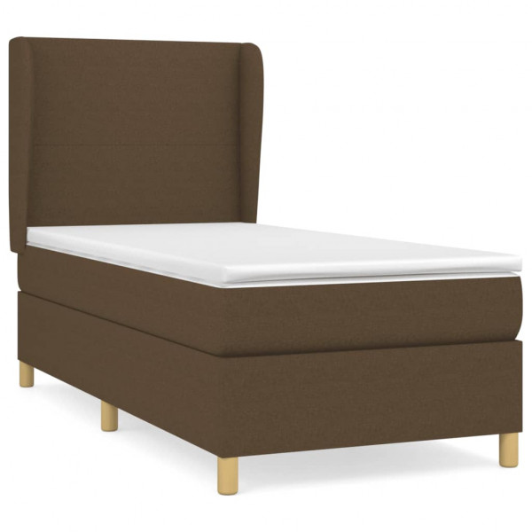 Cama box spring con colchón tela marrón oscuro 90x200 cm M 2