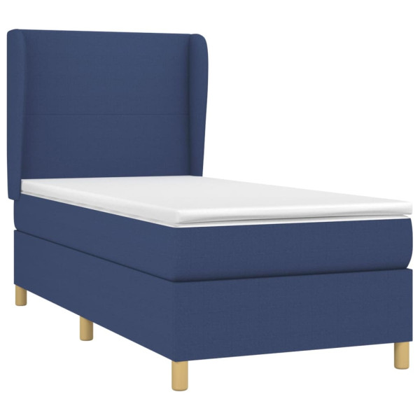 Cama com molas/colchão 90x200 cm tecido azul M 3