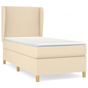 Cama box spring con colchón tela color crema 100x200 cm H