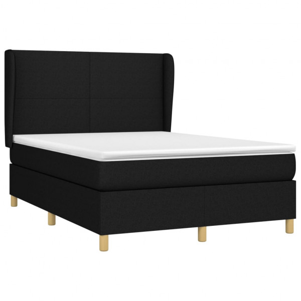 Cama box spring con colchón tela negro 140x190 cm M 3