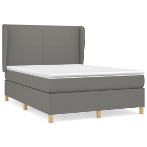 Cama box spring con colchón tela gris oscuro 140x200 cm H