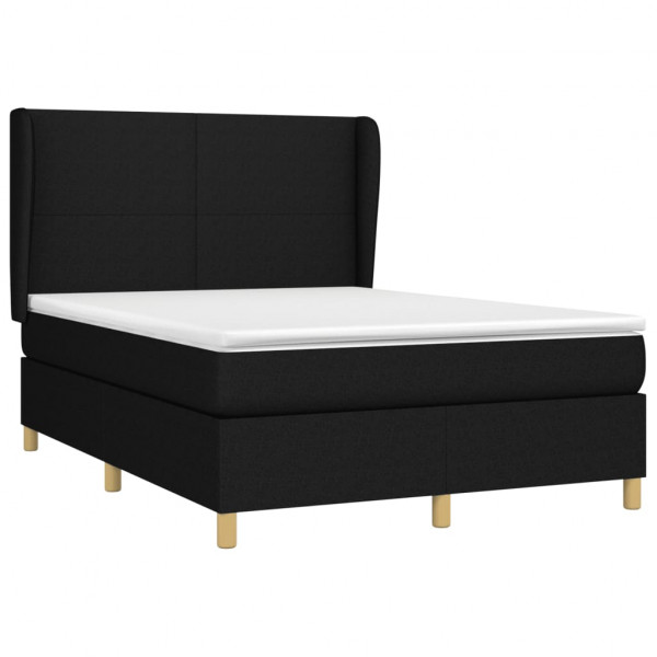 Cama com molas/colchão 140x200 cm tecido preto M 3
