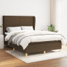 Cama box spring con colchón tela marrón oscuro 140x200 cm 1