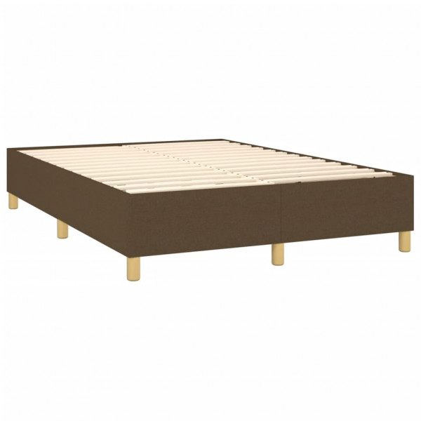 Cama box spring con colchón tela marrón oscuro 140x200 cm M 4