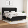 Cama box spring con colchón tela negro 160x200 cm 1