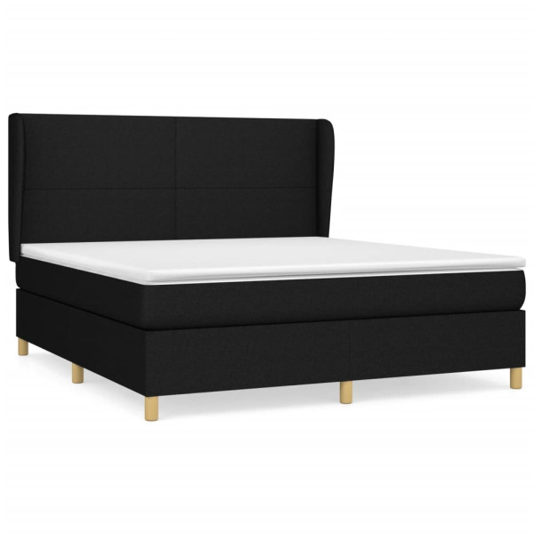 Cama box spring con colchón tela negro 160x200 cm M 2
