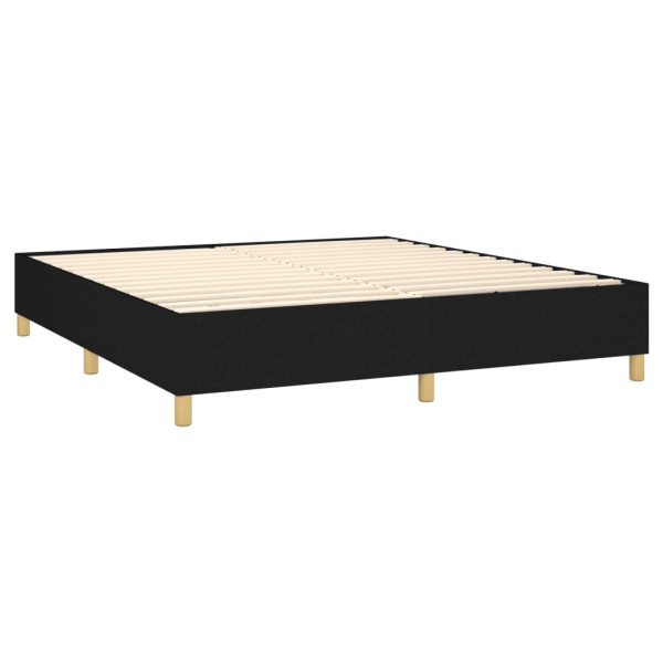 Cama box spring con colchón tela negro 160x200 cm M 4