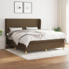 Cama box spring con colchón tela marrón oscuro 160x200 cm 1