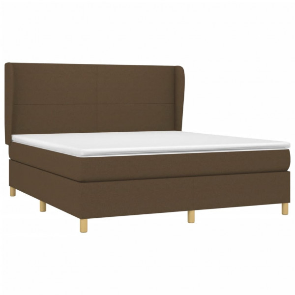 Cama box spring con colchón tela marrón oscuro 160x200 cm M 3