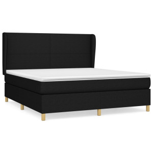 Cama box spring con colchón tela negro 180x200 cm H