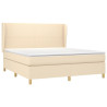 Cama box spring con colchón tela color crema 180x200 cm 3