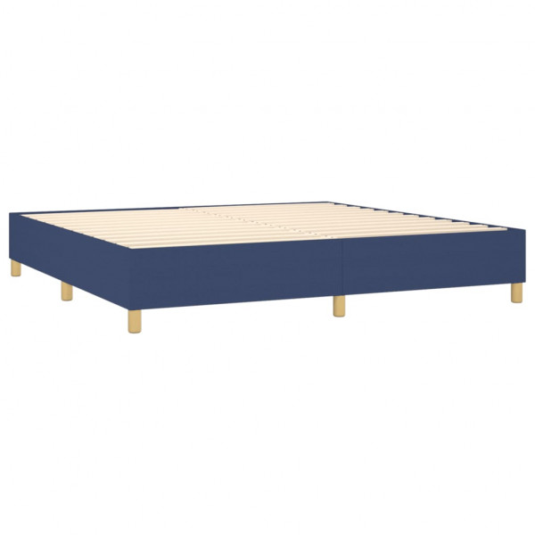 Cama com molas/colchão 200x200 cm tecido azul M 4