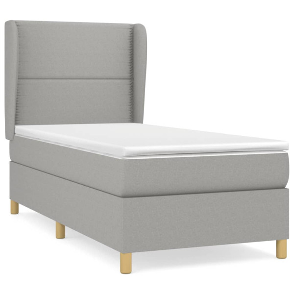 Cama com molas/colchão 90x190 cm tecido cinzento-claro M 2