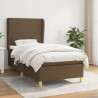 Cama box spring con colchón tela marrón oscuro 100x200 cm 1