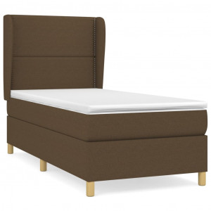 Cama box spring con colchón tela marrón oscuro 100x200 cm H