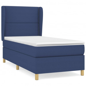 Cama box spring con colchón tela azul 100x200 cm H