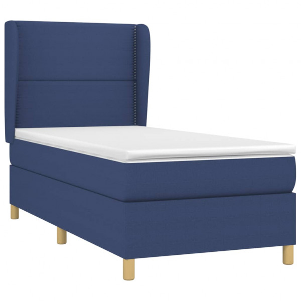 Cama box spring con colchón tela azul 100x200 cm M 3