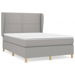 Cama box spring con colchón tela gris claro 140x190 cm H