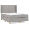Cama box spring con colchón tela gris claro 140x190 cm 2