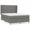 Cama box spring con colchón tela gris oscuro 140x190 cm 2