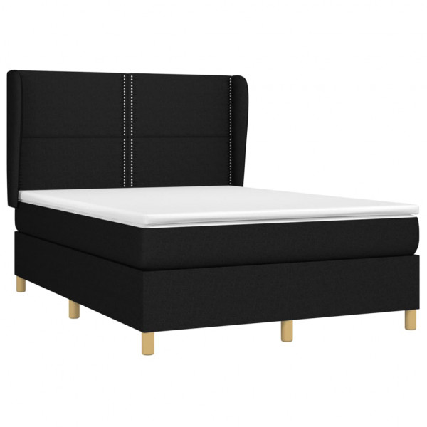 Cama box spring con colchón tela negro 140x190 cm M 3