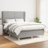 Cama box spring con colchón tela gris claro 140x200 cm 1
