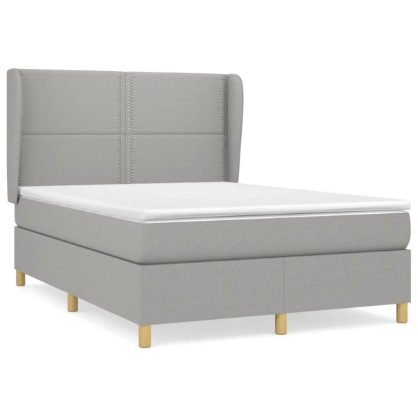 Cama box spring con colchón tela gris claro 140x200 cm M 2
