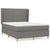 Cama box spring con colchón tela gris oscuro 140x200 cm 2