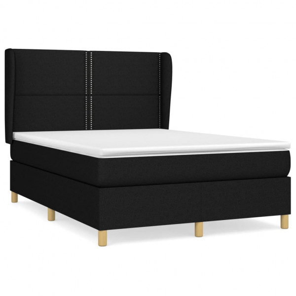 Cama box spring con colchón tela negro 140x200 cm M 2