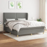 Cama box spring con colchón tela gris oscuro 160x200 cm 1