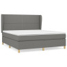 Cama box spring con colchón tela gris oscuro 160x200 cm 2