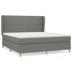 Cama box spring con colchón tela gris oscuro 180x200 cm H