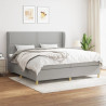 Cama box spring con colchón tela gris claro 200x200 cm 1