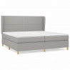 Cama box spring con colchón tela gris claro 200x200 cm 2