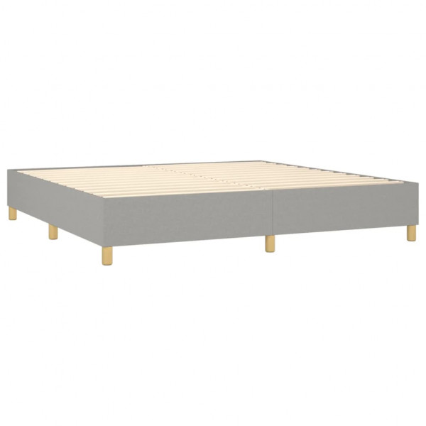 Cama box spring con colchón tela gris claro 200x200 cm M 4