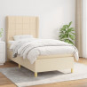 Cama box spring con colchón tela color crema 90x190 cm 1