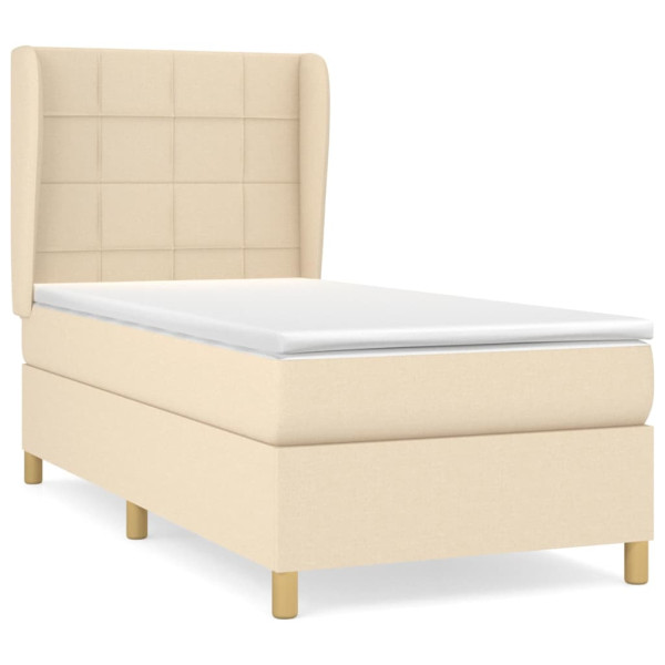 Cama box spring con colchón tela color crema 90x190 cm M 2