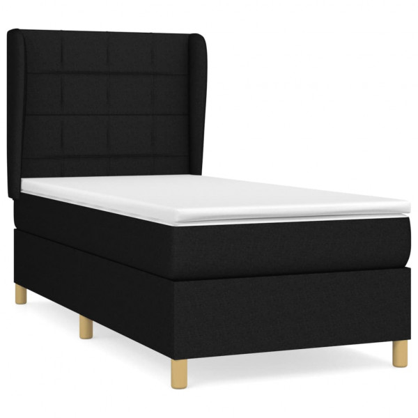 Cama box spring con colchón tela negro 90x200 cm M 2