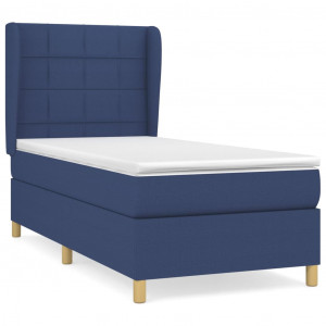 Cama box spring con colchón tela azul 90x200 cm H