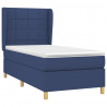 Cama box spring con colchón tela azul 90x200 cm 3