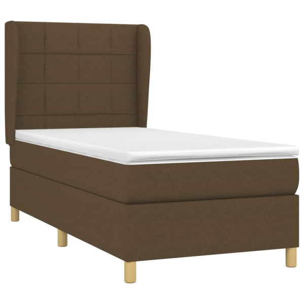 Cama com molas/colchão 100x200 cm tecido castanho-escuro M 3