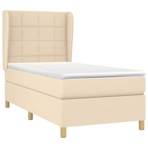 Cama box spring con colchón tela color crema 100x200 cm M 3